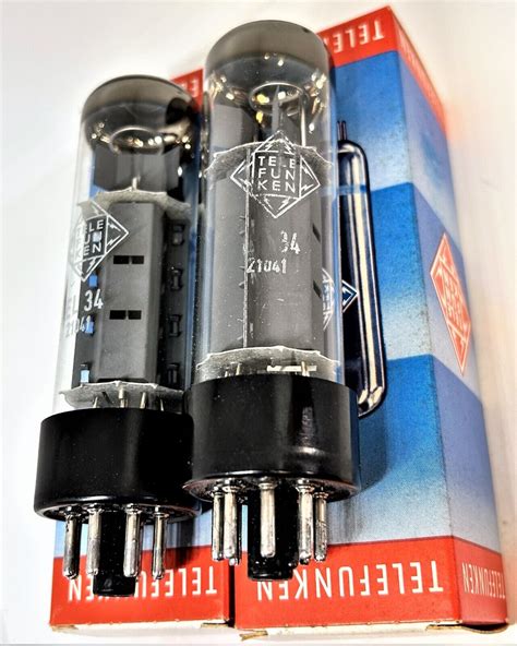 El34 6ca7 Tube Nos Telefunken Germany Pair Tubes Matched O Getter Same