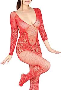 Amazon chu U chu Lingerie Collection グラマラスボディストッキングG レッド スケスケ セクシーランジェリー chu U chu