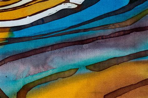 Rice Terraces Fragment Hot Batik Handmade Abstract Surrealism Art On Silk Stock Illustration