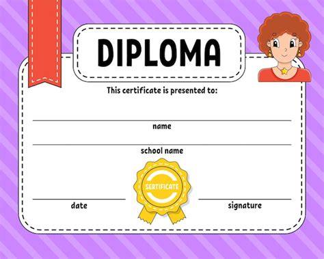 Plantilla De Certificado De Diploma Para Escuela Y Preescolar Para