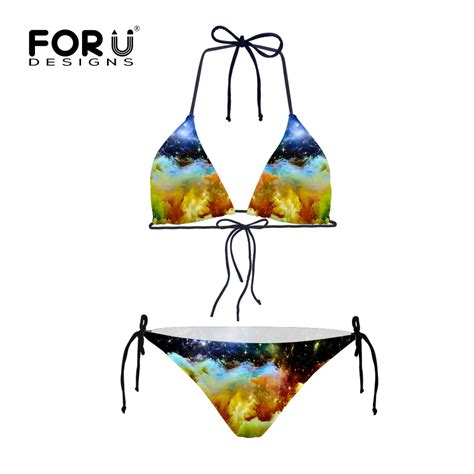 FORUDESIGNS Vintage Girls Bikini Swimming Suit Galaxy Star Biquinis Bikini Set Sexy Swimsuit