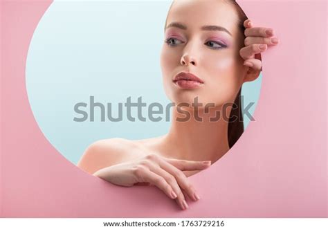 Beautiful Naked Woman Shiny Makeup Looking Stock Photo Shutterstock