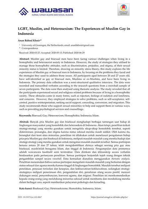 Pdf Lgbt Muslim And Heterosexism The Experiences Of Muslim Gay In Indonesia