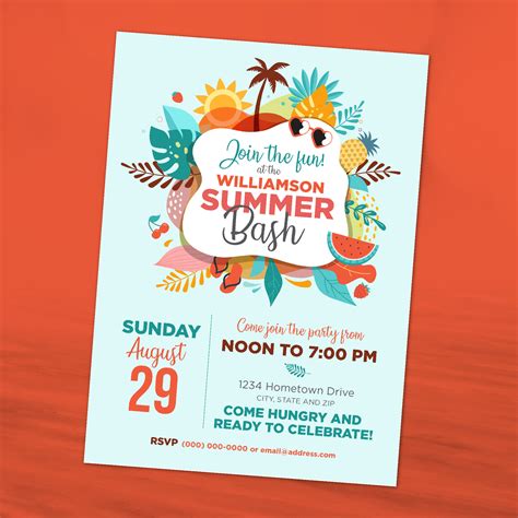 Summer Party Invites Instant Download Summer Party Etsy Norway