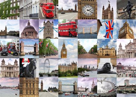 Collage With London Views Tower Bridge Big Ben Editorial Image