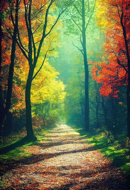 premium photo beautiful autumn trees   evening forest autumn
