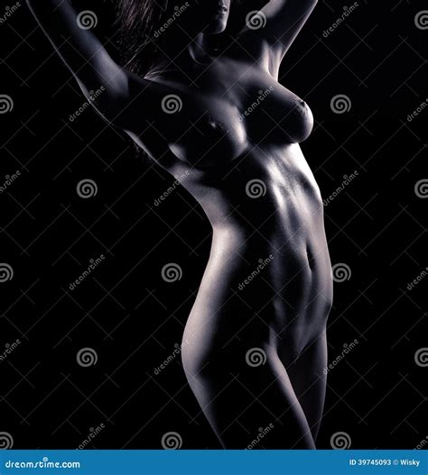 Naked Pretty Redhead Woman In Studio Stock Image Image Of Waist Black