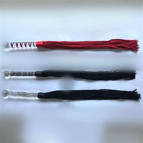 Leather Flogger With Glass Dildo Handle Cm In Kinkmax