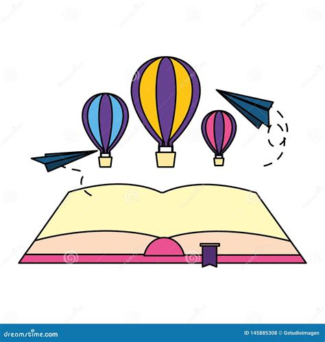 Open Book Hot Air Balloon Stock Illustration Illustration Of Education