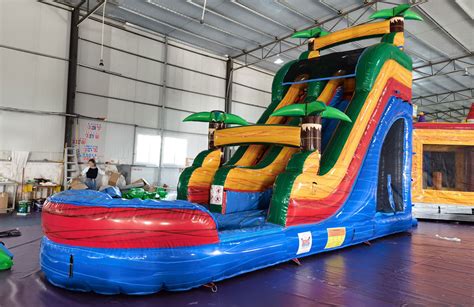 Ft Single Lane Slide With Bounce House Mr Bounce Inflatable Rentals