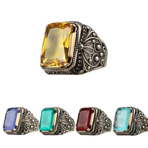 Купить Серебряное кольцо с камнем Paraiba для мужчин, стерлинговое ...