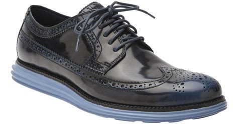 Cole Haan Lunargrand Wingtip Shoes In Blue Black For Men Lyst