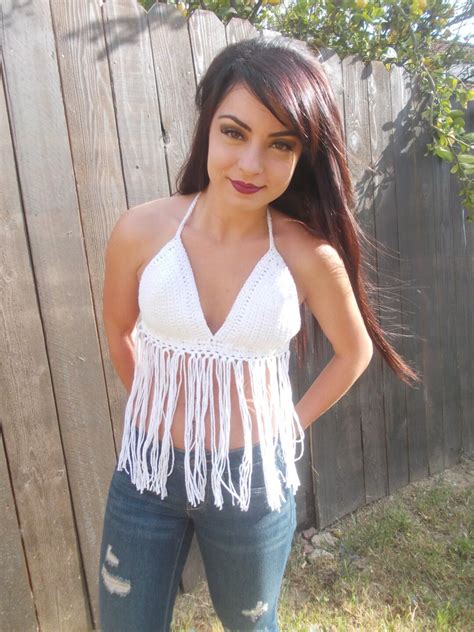 Crochet Halter Top Crochet Bikini Top Fringe Top Festival Top Summer Fashion Beach