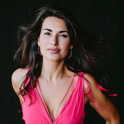 Premium Photo Fashion Lovely Brunette Woman In Pink Dress Posing