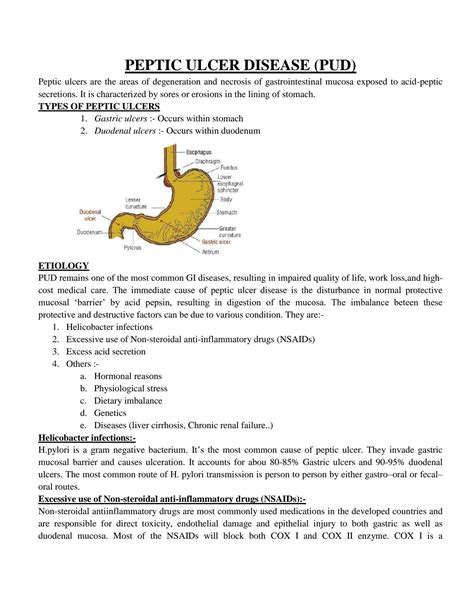 Solution Peptic Ulcer Disease Studypool