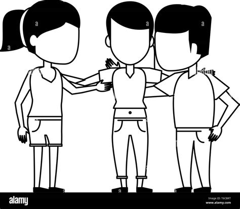 Friends People Cartoon In Black And White Stock Vector Image And Art Alamy