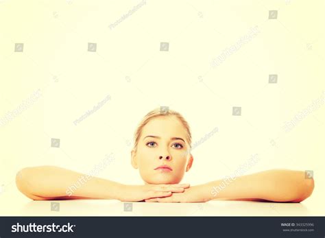 Portrait Nude Woman Looks Under Desk Stock Photo 343325996 Shutterstock