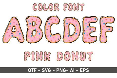 Pink Donut Font By Veil Creative Fabrica