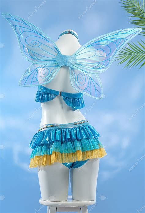 Fairy Club Bloom Derivative Swimsuit Blue Ruffle Bikini Set Two Piece Bathing Suit Top