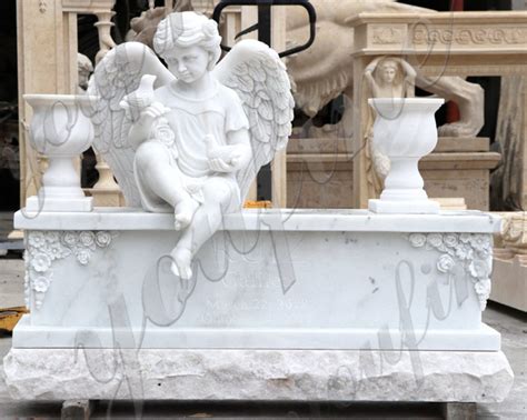 Marble Memorial Small Angel Statues For Graves Factory Supplier Mok1