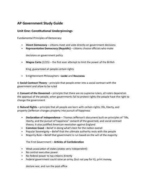 Ap Government Politics Study Guide Ap Government Study Guide Unit One