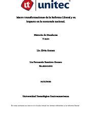 Macro Transformaciones De La Reforma Liberal Y Su Impacto En La