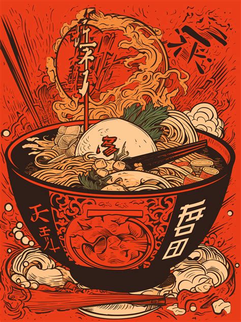 Wall Art Print Red Japanese Ramen Europosters