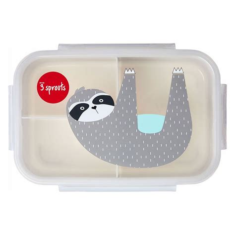 Lunchbox Faultier grau mit 3 Fächern von 3 Sprouts