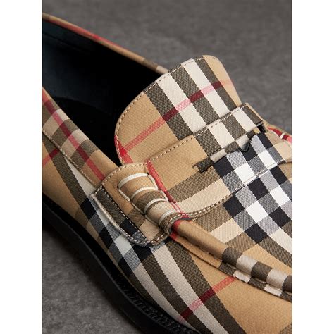 Vintage Check Cotton Loafers In Antique Yellow Men Burberry United States