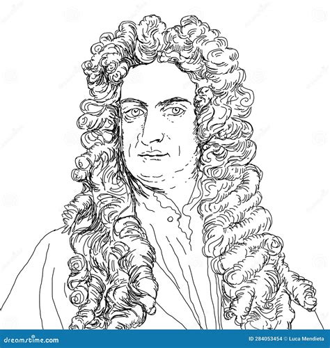 Realistic Illustration Of British Scientist Isaac Newton Editorial