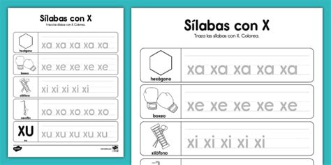 Actividad Sílabas con X teacher made Twinkl