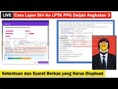 LIVE Cara Lapor Diri PPG Daljab Angkatan 3 Syarat Dan Cara Lapor Diri