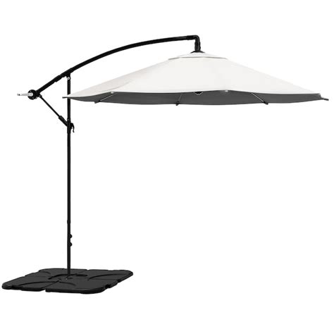 Pure Garden 10 Ft Steel Off White Cantilever Patio Umbrella With Base In The Patio Umbrellas