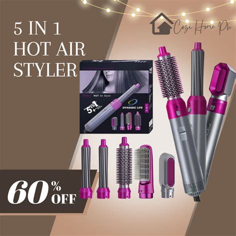 ORIGINAL Hair Air Styler 5 In 1 Curling Magic Wands Hot Air Brush Comb And Hair Dryer