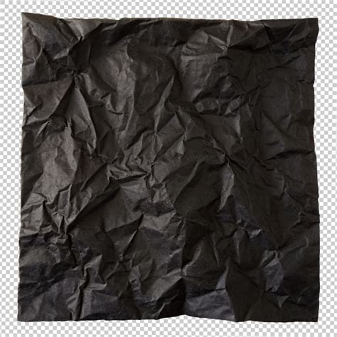 Premium PSD | Black paper craft crumped on transparent background