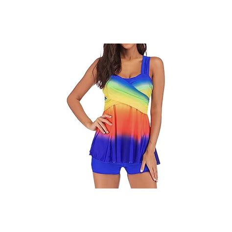 Cymwer Donna Beach Aderente 2 Pezzi Bikini Senza Maniche Donna Tunica Sling Top Pantaloni Corti