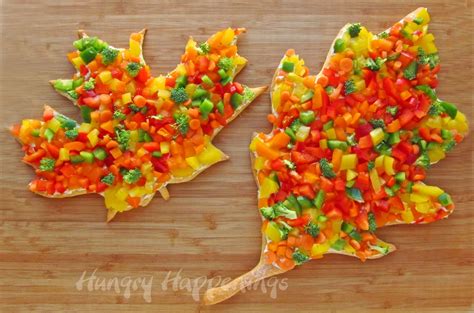Veggie Pizza Leaves Fall Or Thanksgiving Appetizer