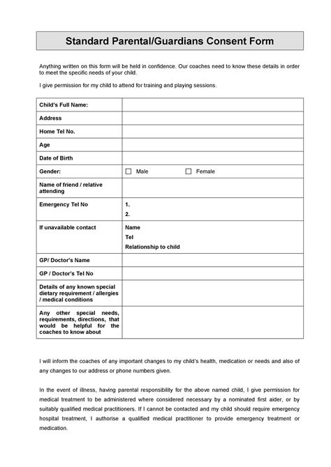 Printable Consent Form For Parents Templates Fillable Images