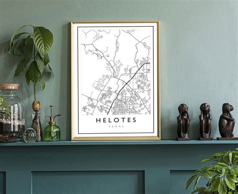 Helotes Texas City Map Helotes Texas City Road Map Poster Etsy