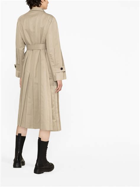 Sacai Belted Waist Pleated Trench Coat Farfetch