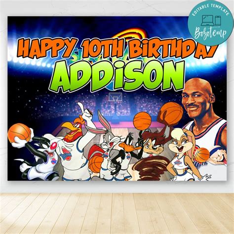 Printable Space Jam Birthday Backdrop Digital File Diy Bobotemp