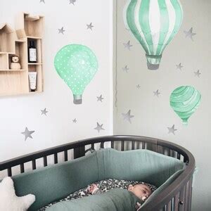 Hot Air Balloon Nursery Wall Decals Watercolor Clouds Wall Decals Hot Air Balloon Decor Baby
