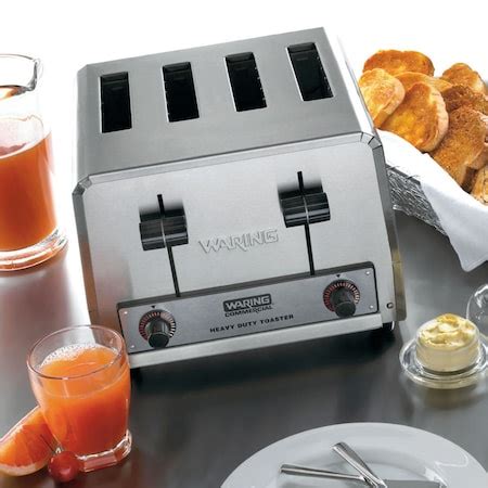 Waring Commercial 11-1/2" 4 Slot Stainless Steel Commercial Toaster WCT800 | Zoro