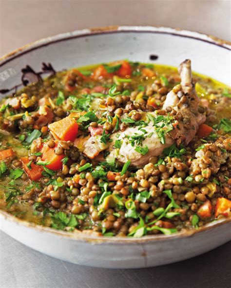 Poached Chicken With Lardons And Lentils Recipe And Video Martha Stewart