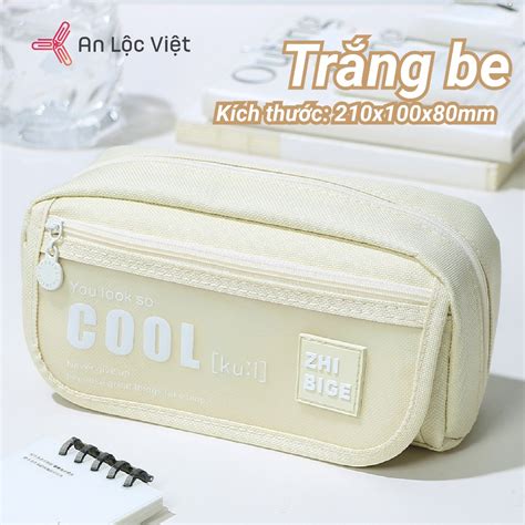 HOT HOT Túi đựng bút 2 ngăn lớn Vải Zhibige COOL dày 21x10x8cm với dung tích lớn có thể chứa