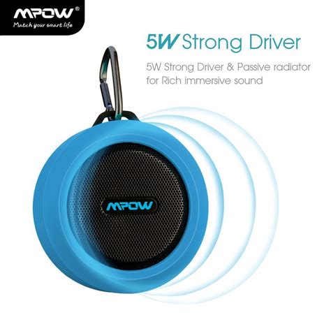 Mpow Buckler Portable Wireless Bluetooth Shower Speaker Waterproof With