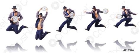 Muscular Half Naked Businessman Jumping On White Stock Photo Crushpixel