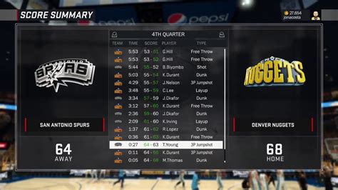 Nba K Myleague Season Playoffs Round Game Nuggets Vs Spurs