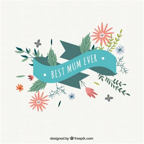 Best Mum Ever Ribbon Background Vector Free Download