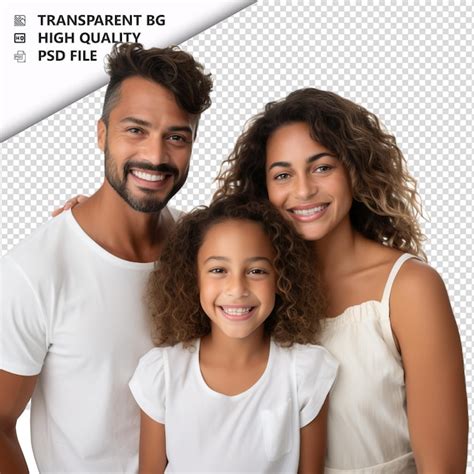 Família latina saudável estilo ultra realista fundo branco PSD Premium